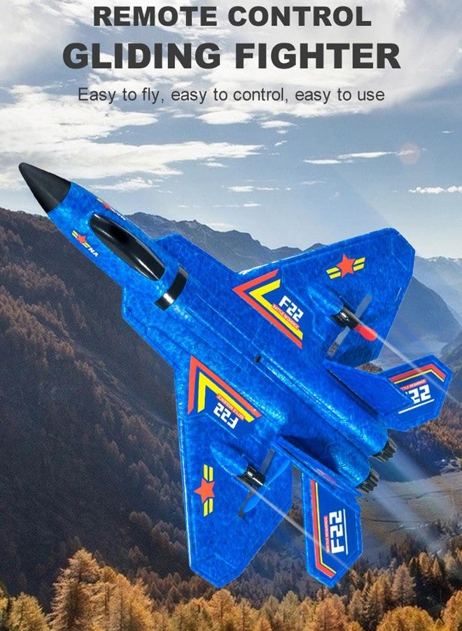 ANTSIR Remote Control Plane F-22 Raptor, 2.4GHz Durable Foam Rc Airplane with Smart Gyro/LED Lights/3 Rechargeable Batteries, RC Jet Glider Toy Gift for Kids Boys Girls 8-16 Year Old (Blue) - Image 2